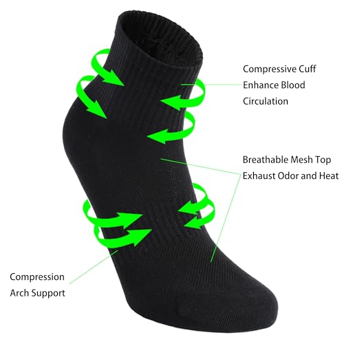 Image of Womens Anti Odor Seamless Breathable Moisture Wicking Cotton Ankle /Crew Running Hiking Dress Socks,Size 6-10