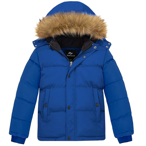 FARVALUE Boys Water Resistant Winter Coat Warm Quilted Puffer Jacket Hooded Parka Thicken Down Jacket for Boys