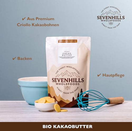 Sevenhills Wholefoods Kakaobutter Bio 500g, Rein und Natürlich, Premium Qualität