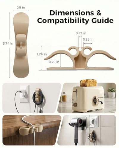 Image of 6 PCS Cord Organizer for Appliances, Upgraded Kitchen Appliance Cord Organizer Stick On Appliance Wire Organizer Wire Keeper for Kitchen Appliances Mixers, Coffee Maker, Pressure Cooker, Toasters