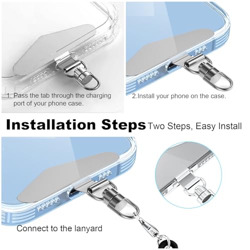 ShinningCare Phone Tether Tabs 4Pcs, Rotatable Metal Phone Lanyard Patch, Stainless Steel Phone Lanyard Pad, Cellphone Strap Connector Compatible with Most Smartphones（Triangle） - Image 4