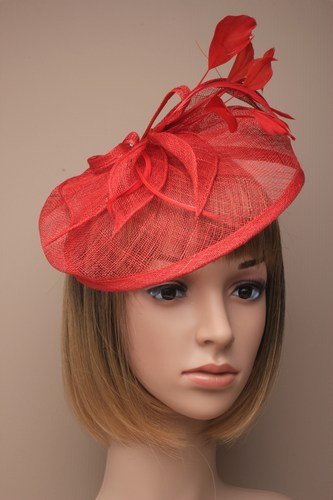 Allsorts Large Red Hat Fascinator Weddings Ladies Day Race Royal Ascot by Allsorts