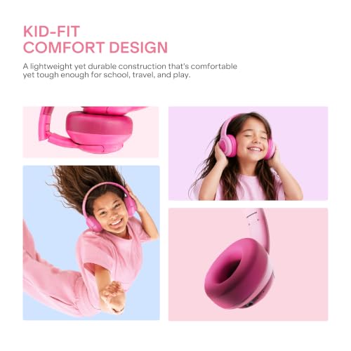 Image of boAt Sailor Play Wireless Kids Headphone w /85dB Volume Limiter, 40mm Driver Tuned for Kids, Soft & Plush Earcups, Lightweight & Durable Build, Adaptive Fit, 60H Battery, Bluetooth v5.4(Bubblegum Pink)