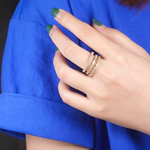 Opomomo 3Pcs 2Mm Women Stackable Eternity Ring Wedding Bands,18K Gold Plated Cubic Zirconia Promise Rings Set 6 #TOP5