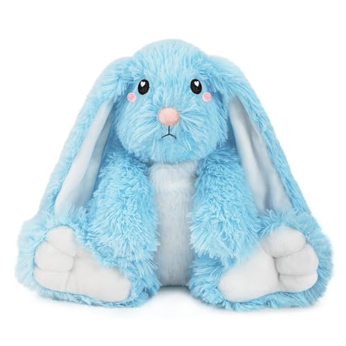 Image of Bunny Microwavable & Weighted Stuffed Animals - 1.5 Lbs Unscented Heating Pad for Period Cramps Pain Relief and Anxiety, Cute Bunny Plush Toys Gifts for Women Girls Adults and Kids by Happy Fuel, Blue