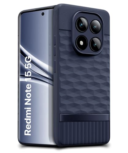 Image of WOW IMAGINE Back Cover for Mi Redmi Note 15 5G 2025 | Poco M8 5G with Hexa Cube Design | Slim Soft Rubberised Case | Inner Velvet Fabric | Silicone Flexible Mobile Case | Camera Protection - Blue