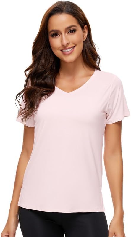 WiWi Viscose from Bamboo Pajama Tops for Women Super Soft Short Sleeve Tee V Neck Sleep Cooling T-Shirt Pjs Sleepwear S-XXL