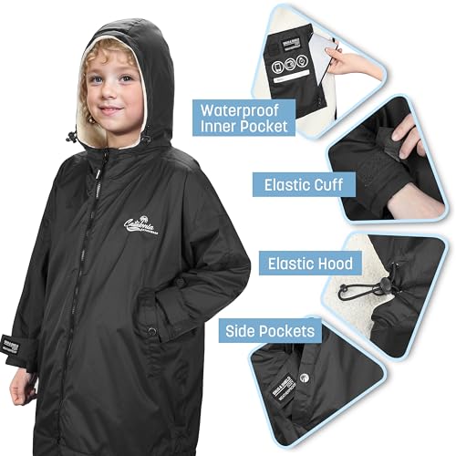 Catalonia Swim Parka with Hood, Lightweight Youth Surf Swim Jacket, Waterproof & Warm Sherpa Lined Swim Coat2