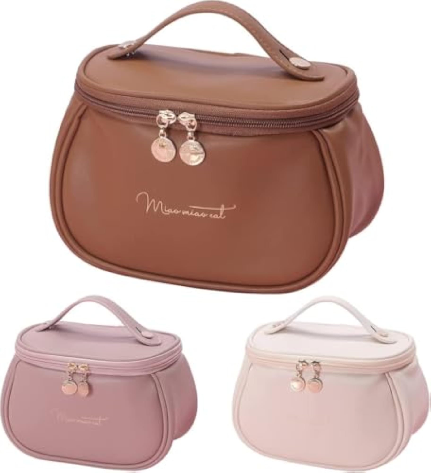 Portable Makeup Bag, Leather Cosmetic Storage Case