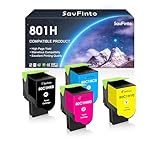  SavFinto Lot de 4 cartouches de toner 801H (80C1HC0, 80C1HK0, 80C1HM0, 80C1HY0) à haut rendement pour imprimante Lexmark CX410 CX410de CX410dte CX410e CX510 CX510de CX510dhe CX510dthe (BCMY)