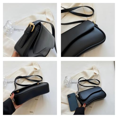 Trendy Y2K Vegan Leather Shoulder Bag for Women - Hobo Handbag, Clutch & Saddle Bag with Removable Strap2