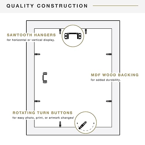 MCS Studio Gallery Classic 11x14 Picture Frame Black Woodgrain, Vertical & Horizontal Wall Hanging Large Picture Frame for Photos & Art Prints (1-Pack)