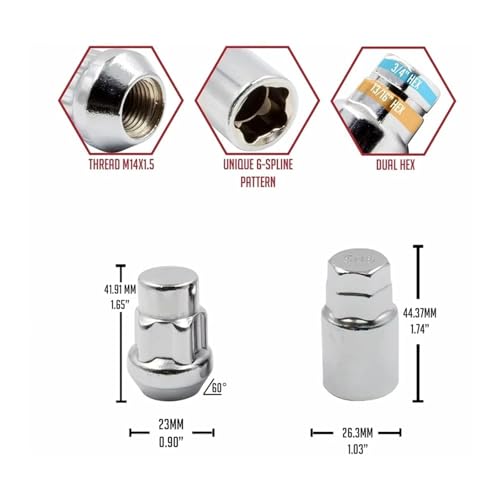 Tuercas de rueda M14x1.5 evitan robos y daños con llave hexagonal doble 5