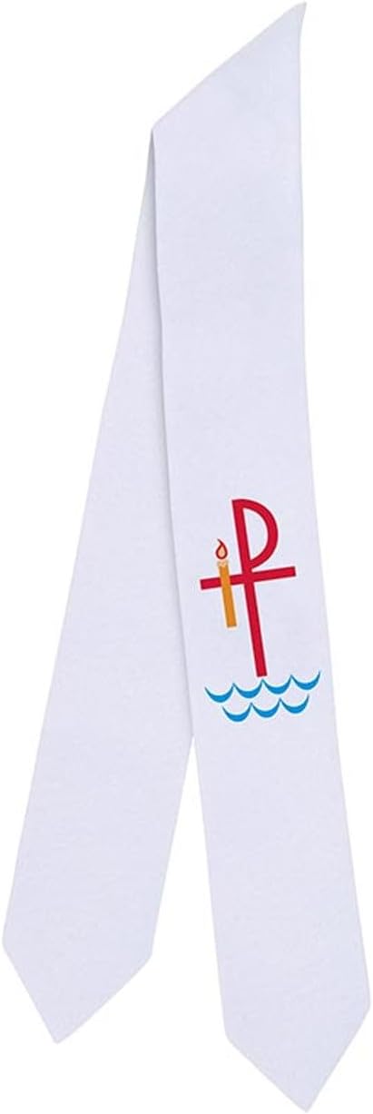 Trinity Church Supply Chi Rho Baptismal Stole Catholic Roman Christian Clergy Priest Vestment Pastor Gift for Easter, 32 Inch Length, Pack of 12