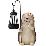Ploxoiven Garden Hedgehog Gnome Statue Decorations - Solar Resin Hedgehog with Solar Garden Lights Outdoor Decorations for Patio,Yard,Lawn,