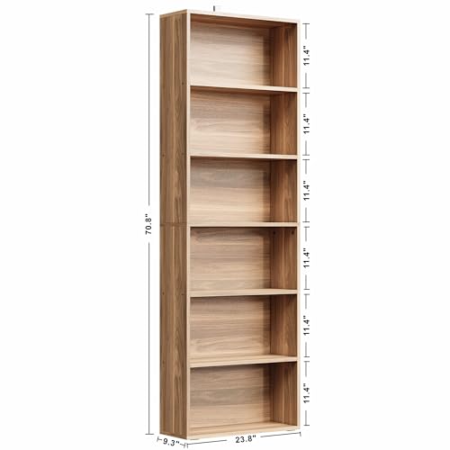Image of IRONCK Bookshelves and Bookcases Floor Standing 6 Tiers Display Storage Shelves 70 in Tall Bookcase Home Decor Furniture for Home Office, Living Room, Bed Room