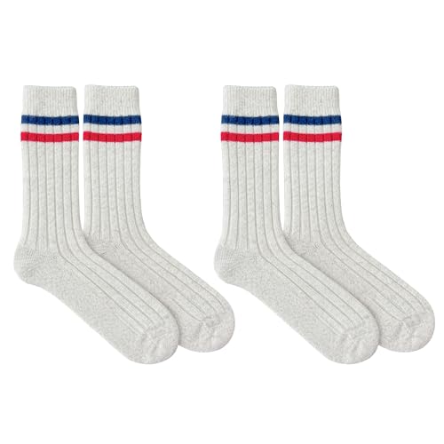 Image of 92% Merino Wool Socks Natural Crew Thick Home Travel Cozy Super- Soft Sock Made in Mongolia