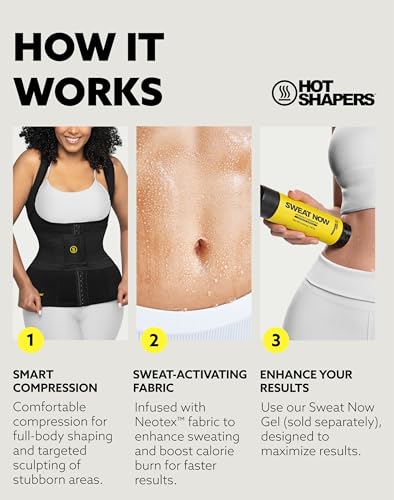 HOT SHAPERS Hourglass Body Sculpting Kit - Cami Hot Waist Cincher & Waist Trainer with Sweat Fabric for Body Contouring4