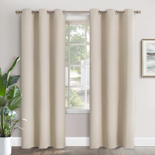 Image of YoungsTex Blackout Curtains for Bedroom 84 Inches Length - Grommmet Room Darkening Curtains Thermal Insulated Window Drapes for Living Room, Champagne, 2 Panels, 42 x 84 Inch