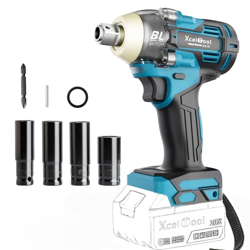 Funnyway 20V Brushless Impact Wrench, Max Torque 520Nm 1/2 Cordless Impact Wrench, 6200RPM, Impact Gun for Home (No Battery)