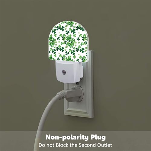 Image of St Patrick's Day Shamrock Night Light Plug into Wall,Green Ireland Clover Leafs Dusk to Dawn Night Light Plug in,0.5w Energy Saving Sleep Friendly NightLight for Kids Boys Girls Home Decor