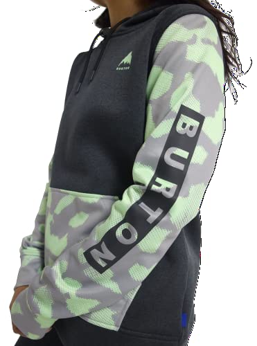 Burton Pulôver feminino com capuz padrão carvalho, cor preta verdadeira/rosa, PP