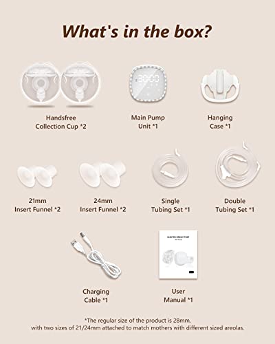 Wearable Electric Breast Pumps, Hands-Free Breastfeeding Pump, Bpa Free Nursing Double Breast Milk Pumps With 5 Modes & Touch Panel, Led Display, Split Designed, 21Mm/24Mm Insert Funnels #TOP6