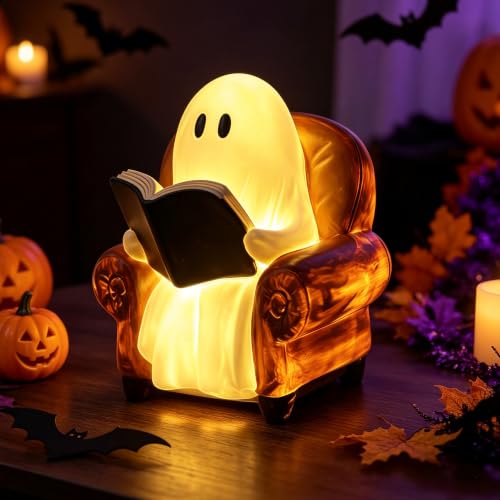 Ghost Reading Book Lamp Halloween Decorations Indoor Ghost Decor Lights