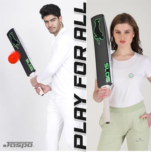 Image of Jaspo Slog Plastic Cricket Kit | 34 Inch Bat Specially Designed for Tennis Ball & Wind Ball | Durable Cricket Set for Kids, Beginners & Casual Play | (Slog Bat with 1pc Ball)