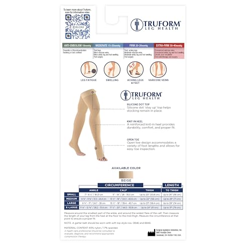 image for Truform 30-40 mmHg Compression Stockings for Men and Women, Thigh High