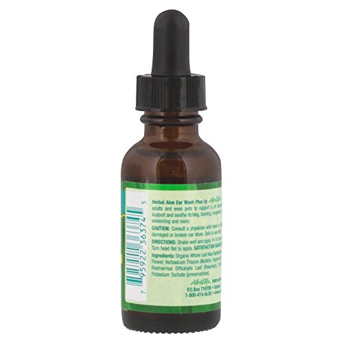 Aloe Life - Herbal Aloe Ear Wash Plus, Provides Soothing Relief For Ear Irritations, Swimmer’s Ear, Discomfort & Itchy Ears, Whole Leaf Aloe Vera With Herbs, Safe For Animals, Includes Dropper (1 Oz) #TOP2