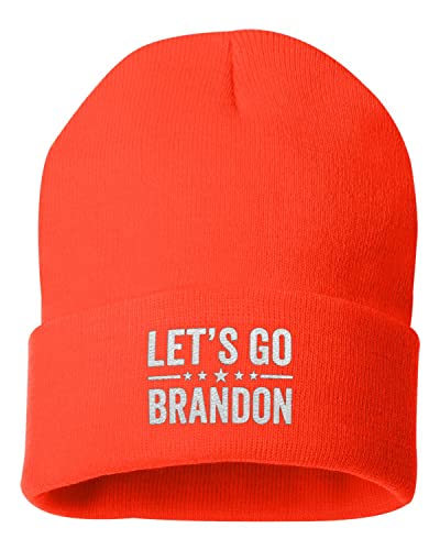 Go All Out One Size Blaze Orange Adult Classy Let s Go Brandon Embroidered Cuffed Knit Beanie Cap