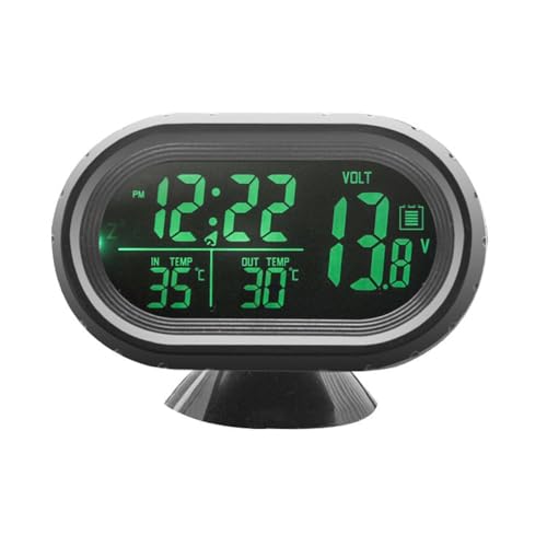 Shkalacar Horloge numérique de voiture,Thermomètre d'horloge voltmètre 3 en 1, moniteur numérique LCD, jauge de détection de température et de tension...