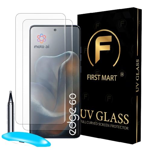 Image of FIRST MART Military-Grade UV Tempered Glass For Motorola Edge 60 5G (6.67 Inch) With Easy Installation Kit | Edge-To-Edge Protector Coverage | Crystal Clear, Pack of 2