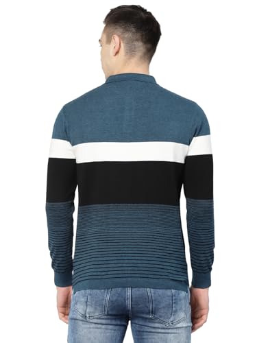 Image of Kalt Mens Basic Solid Full Sleeves Polo Cotton Blend Knitted Regular Fit Polo-Neck T-Shirts with Collar Stylish