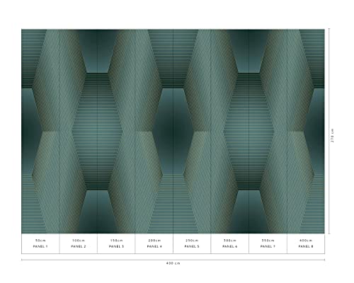 Grafische Tapete in Petrol Gold | Vlies Fototapete modern für Büro und...