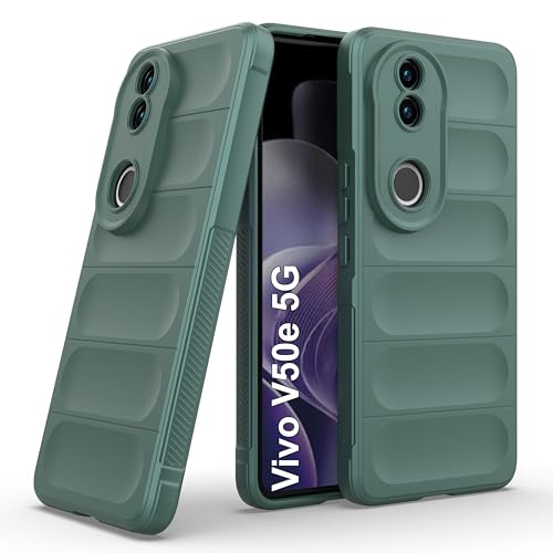 Image of Zapcase Back Case Cover for Vivo V50e 5G | Compatible for Vivo V50e 5G Back Cover | Liquid Silicon Magic Case with Camera Protection | Dark Green
