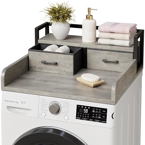 GarveeHome 54" Washer Dryer Countertop with 2-Tier Shelf & 2 Draw...