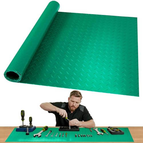 Image of Workbench Mat, Green 23.62 inch x 47.24 inch PVC Work Bench Mat with Non-Slip Texture, 2 mm Thick Scratch & Stain Resistant Surface for Painting, Woodworking, Crafting, Projects and Tool Protection