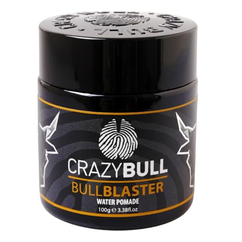 CRAZY BULL Blaster Pomade 100ml – Pomata Modellante a Base d'Acqua, Fissaggio Forte e Brillantezza, Ideale per Acconciature Classiche, Capelli Asciutti o Umidi, Formula Vegana