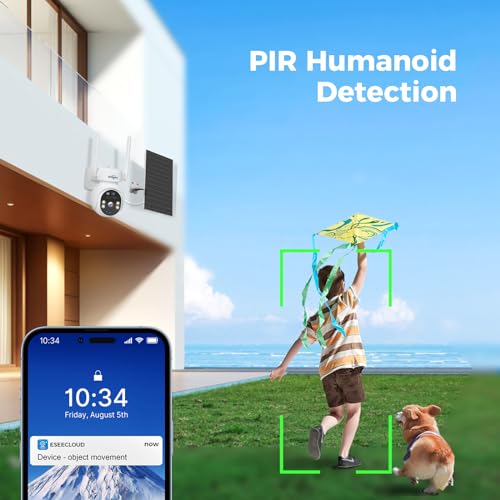Hiseeu Solar Camera Outdoor, 4MP Wireless Battery Camera, PTZ 360° View, PIR Motion Detection, Color Night Vision, IP66, 2-Way Audio, 2.4G WiFi, No Monthly Fee by Hiseeu - Used condition - Image 3