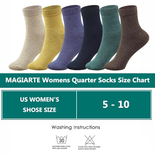 Image of MAGIARTE Womens Mini Crew Cotton Socks,6 Pairs