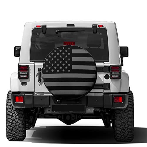 Image of Black America Flag Spare Tire Cover Wheel Tire Cover Fit Trailer, RV, SUV and Many Vehicle 12inch