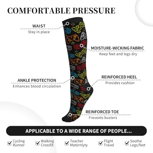 Image of Compression Socks for Women Men Circulation Graduated Supports Socks for Running Travel Nurse Athletic Sports