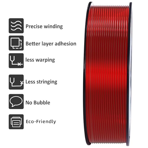 Image of Geeetech TPU Filament 1.75mm, 1KG (2.2lbs) Spool - 95A Flexible 3D Printer Filament with High Elasticity, Dimensional Accuracy ±0.03mm, Fits Most FDM Printers, Clear Red