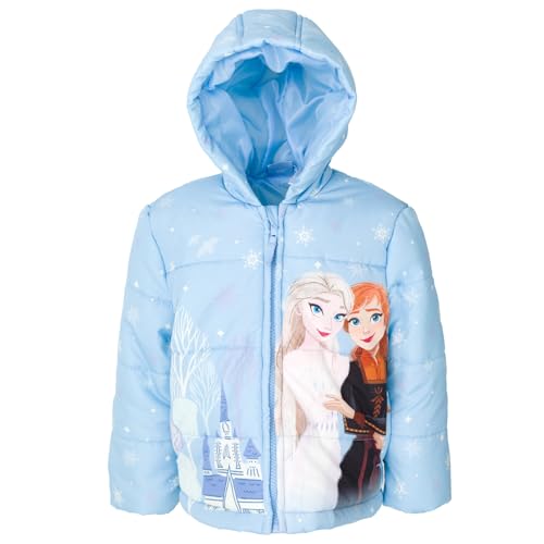 Disney La Reine des Neiges Olaf Elsa Princess Anna Veste matelassée zippée pour enfant, Bleu, Anna/Elsa, 3 ans