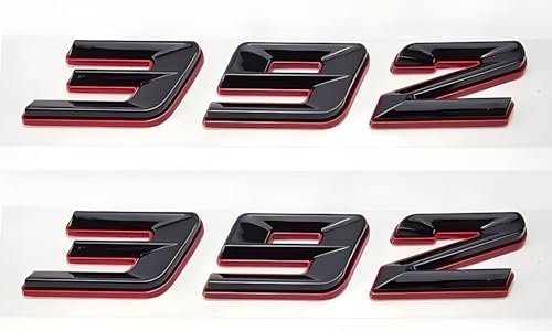Image of Pair Set 392 Passenger & Driver Side Rear Badge Emblem Body Nameplate Raised Sticker Decal (Red Black)
