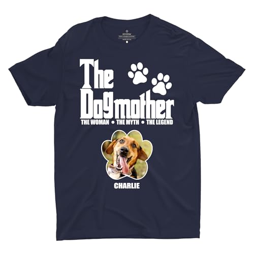 LEVY PAW personalisierte The Dogmother T-Shirts mit Fotos benutzerdefinierte Hundefoto-T-Shirts The Dog Mother T-Shirts Beste Hundegeschenke für Frauen (1 Hund)