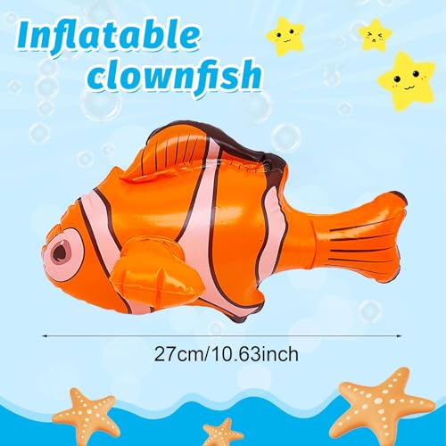 SAIIURV 3 Stück Aufblasbare Clownfische, Aufblasbare Schwimmtier Kinder, Wassertiere Aufblasbar, Aufblasbarer Tropischer Fisch, Schwimmtiere für den Pool Strand Schwimmbad 27CM (3 Stück)