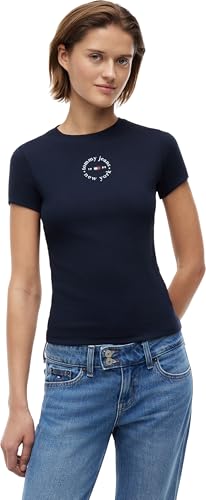 Tommy Jeans Tjw Slim Ess Logo2 Rib Tee T-Shirt court Femme col rond